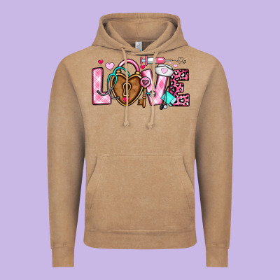 Love Valentines Day Nurse Vintage Hoodie Designed By Oliviacreatesart