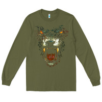 Army Green Werewolf Face Lycan Gothic Horror Occult Scary Halloween Long Sleeve Tee - longCreatives