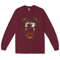 Burgundy Werewolf Face Lycan Gothic Horror Occult Scary Halloween Long Sleeve Tee - longCreatives