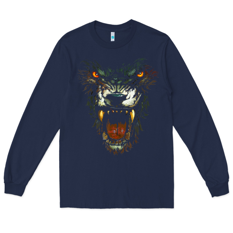 Werewolf Face Lycan Gothic Horror Occult Scary Halloween Long Sleeve Tee by longCreatives | Teevron