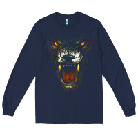 Navy Werewolf Face Lycan Gothic Horror Occult Scary Halloween Long Sleeve Tee - longCreatives
