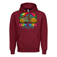 Burgundy camp more worry less with caravan Zipper Hoodie - Artiststas