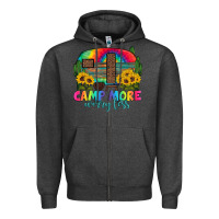 Charcoal Heather camp more worry less with caravan Zipper Hoodie - Artiststas