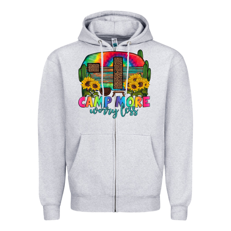 Camp More Worry Less With Caravan Zipper Hoodie by Artiststas | Teevron