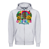 Heather Grey camp more worry less with caravan Zipper Hoodie - Artiststas