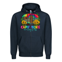 Navy camp more worry less with caravan Zipper Hoodie - Artiststas