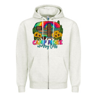Oatmeal Heather camp more worry less with caravan Zipper Hoodie - Artiststas