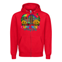 Red camp more worry less with caravan Zipper Hoodie - Artiststas