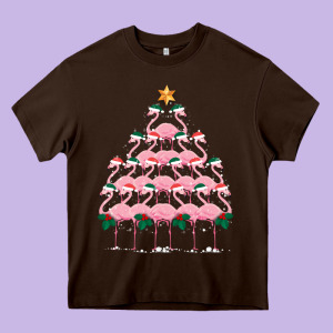 Christmas Tree Flamingo Heavy Core Tee Designed By Bettercallsaul