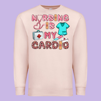 Nursing Is My Cardio Premium Sweatshirt Designed By Barkaloodesign