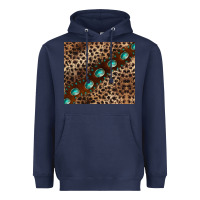 Navy leopard gemstone leather Heavyweight Hoodie - BarkalooDesign
