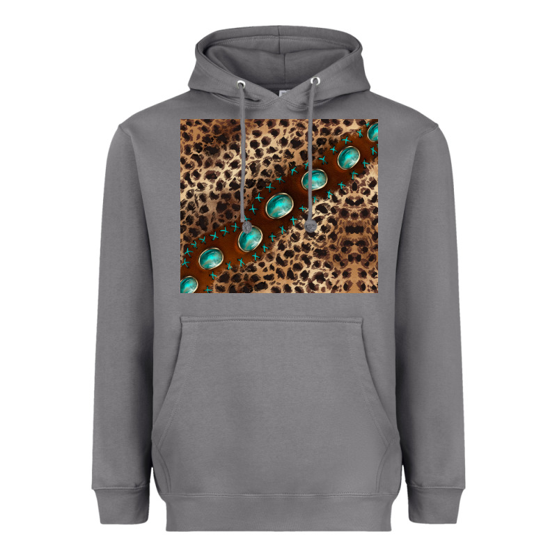 Leopard Gemstone Leather Heavyweight Hoodie by BarkalooDesign | Teevron