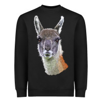Black Guanaco Llama Head Heavyweight Sweatshirt - LillyAllenDesigns