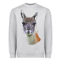 Heather Grey Guanaco Llama Head Heavyweight Sweatshirt - LillyAllenDesigns