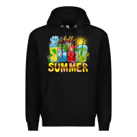 Black Hello Summer Premium Hoodie - CowhideDigitalArt