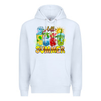 White Hello Summer Premium Hoodie - CowhideDigitalArt