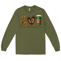 Army Green peace love coffee Long Sleeve Tee - Jasminsmagicworld