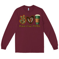 Burgundy peace love coffee Long Sleeve Tee - Jasminsmagicworld