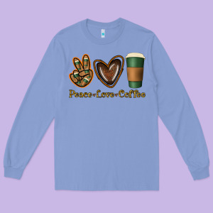 Peace Love Coffee Long Sleeve Tee Designed By Jasminsmagicworld