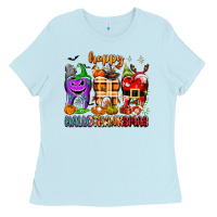 Baby Blue Happy Hallothanksmas teeth Ladies Tee - texasbilliewilder