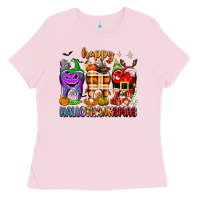 Bubblegum Pink Happy Hallothanksmas teeth Ladies Tee - texasbilliewilder