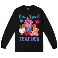 Black One Loved Teacher Valentines Day Cold Drink Frappe Long Sleeve Tee - FaDigitalArtStudio