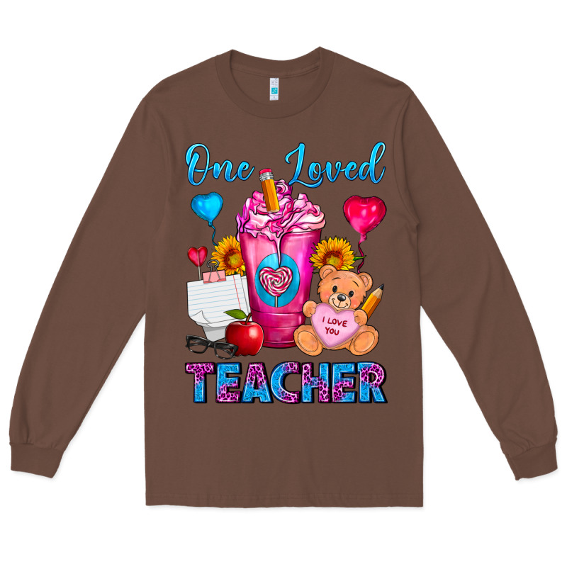 One Loved Teacher Valentines Day Cold Drink Frappe Long Sleeve Tee by FaDigitalArtStudio | Teevron