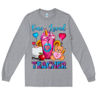 Heather Grey One Loved Teacher Valentines Day Cold Drink Frappe Long Sleeve Tee - FaDigitalArtStudio