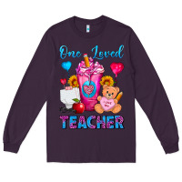 Plum One Loved Teacher Valentines Day Cold Drink Frappe Long Sleeve Tee - FaDigitalArtStudio