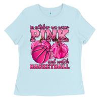 Baby Blue In October We Wear Pink and Watch Basketball Ladies Tee - texasbilliewilder