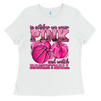 White In October We Wear Pink and Watch Basketball Ladies Tee - texasbilliewilder