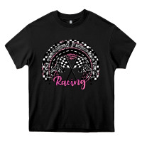 Black racing checkered rainbow Heavy Core Tee - JahusDesignShop