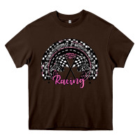 Chocolate Brown racing checkered rainbow Heavy Core Tee - JahusDesignShop