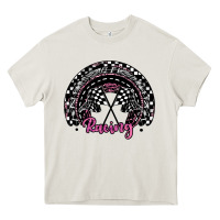 Cream racing checkered rainbow Heavy Core Tee - JahusDesignShop