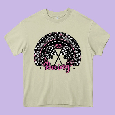 Racing Checkered Rainbow Heavy Core Tee Designed By Jahusdesignshop