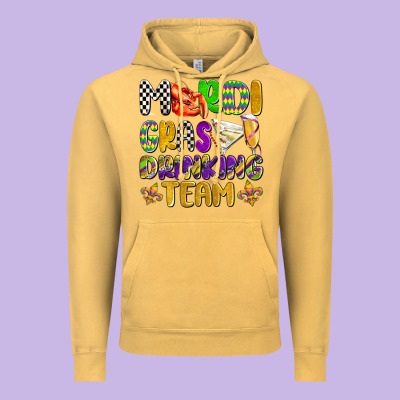 Mardi Gras Drinking Team With Glasses Olivia Vintage Hoodie Designed By Oliviacreatesart