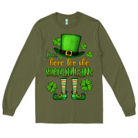 Army Green Just here for the shenanigans St. Patrick's Long Sleeve Tee - OliviaCreatesArt