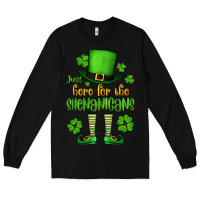 Black Just here for the shenanigans St. Patrick's Long Sleeve Tee - OliviaCreatesArt