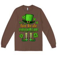Chestnut Just here for the shenanigans St. Patrick's Long Sleeve Tee - OliviaCreatesArt