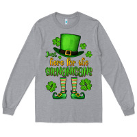 Heather Grey Just here for the shenanigans St. Patrick's Long Sleeve Tee - OliviaCreatesArt