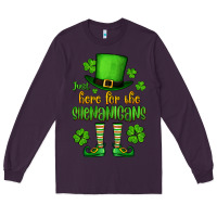 Plum Just here for the shenanigans St. Patrick's Long Sleeve Tee - OliviaCreatesArt