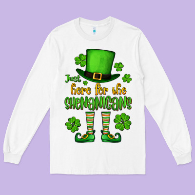 Just Here For The Shenanigans St. Patrick's Long Sleeve Tee Designed By Oliviacreatesart