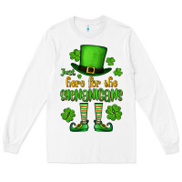 White Just here for the shenanigans St. Patrick's Long Sleeve Tee - OliviaCreatesArt
