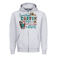 Heather Grey i pretend coffee helps but i'm still a bitch Zipper Hoodie - Artiststas