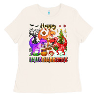 Bone happy hallothanksmas dinosaur Ladies Tee - texasbilliewilder