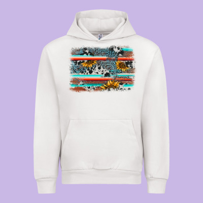 Serape Cowhide Sunflower Background Urban Hoodie Designed By Adodesignshop