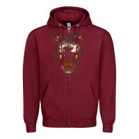 Burgundy Werewolf Face Lycan Gothic Horror Occult Scary Halloween Zipper Hoodie - longCreatives
