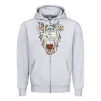 Heather Grey Werewolf Face Lycan Gothic Horror Occult Scary Halloween Zipper Hoodie - longCreatives