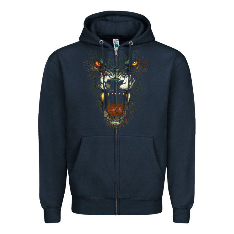 Werewolf Face Lycan Gothic Horror Occult Scary Halloween Zipper Hoodie by longCreatives | Teevron