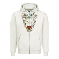 Oatmeal Heather Werewolf Face Lycan Gothic Horror Occult Scary Halloween Zipper Hoodie - longCreatives